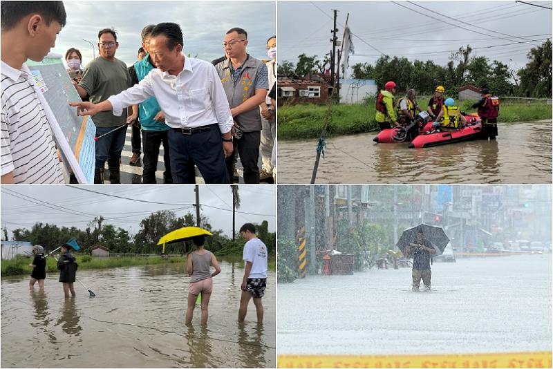 嘉義部分地區發生嚴重淹水災情 行政院政委陳金德視察淹水災情