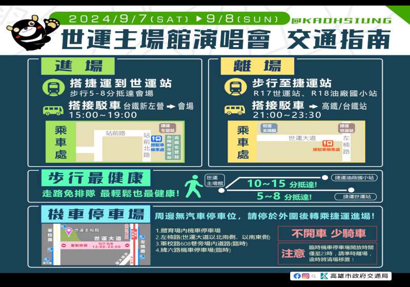 火星人布魯諾9月7、8日高雄世運主場館開唱 會場周邊交管籲請用路人提前改道