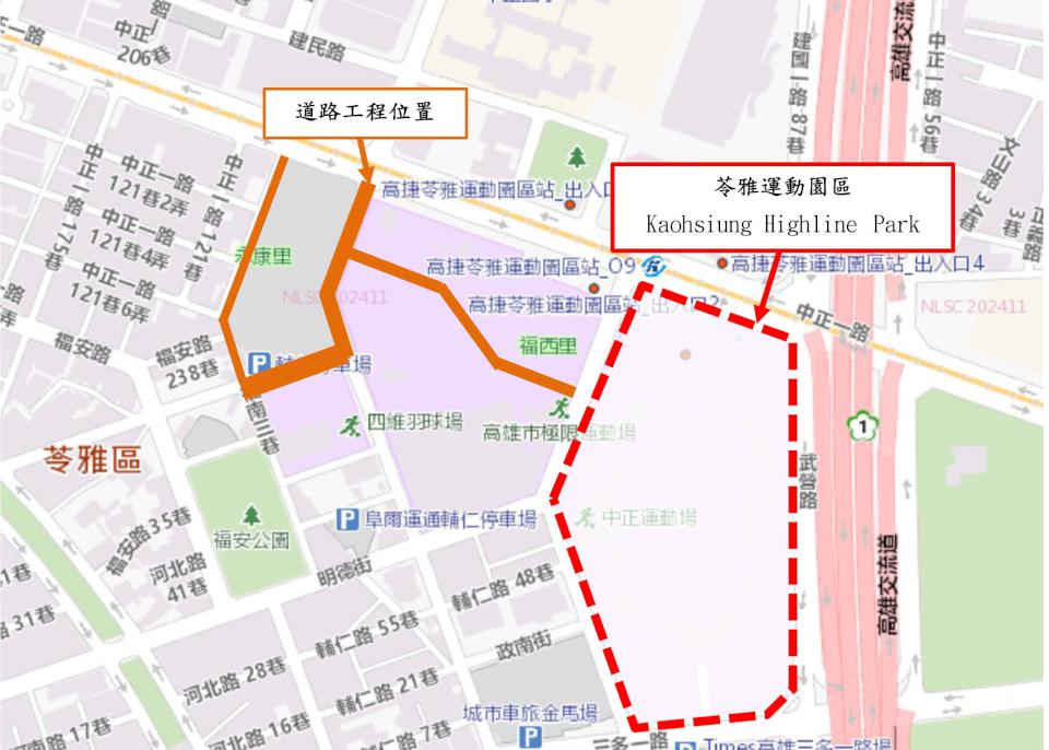高市工務局新工處配合高捷橘線O9聯開案 拓寬中正一路等3路段新闢綠兼道