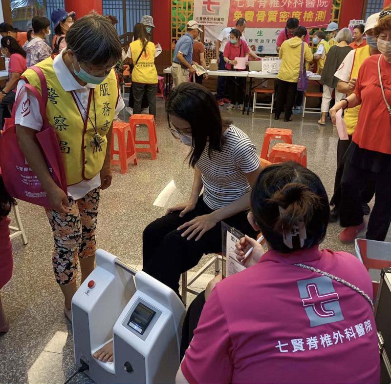 高市七賢脊椎外科醫院前進萬興宮義診 高市新興警、少年隊宣導防詐儀表板