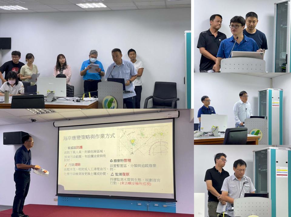 海保署邀法國、日本參訓學員兵棋推演 模擬貨輪爆炸起火致重油化學品外洩應變